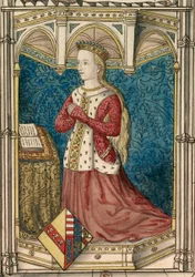 Tekening van het glas-in-loodraam van Yolande d