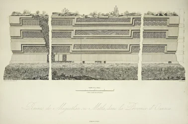 Ruïnes van Miguitlan of Mitla, in de provincie Oaxaca, illustratie uit 