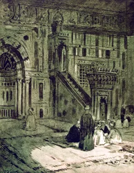 In de moskee van de Sultan Hassan, Caïro, Egypte, 1928