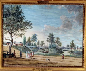 Uitzicht op de IJzeren Brug in het Parc du Raincy