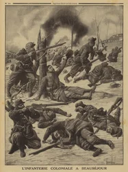 Franse koloniale infanterie vecht bij Beausejour, Eerste Wereldoorlog