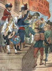 Franse Revolutieoorlogen: vrijwillige inschrijvingen na de nederlagen van Frankrijk in de oorlog tussen revolutionair Frankrijk en contrarevolutionaire monarchieën, de Franse vergadering roept het gevaar voor het vaderland uit, 22 juli 1792) Illustratie do