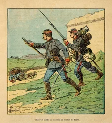 Officier en mobiel van de Cher in de slag bij Toury (Eure et Loire) op 5 oktober 1870, privécollectie