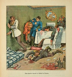 Een kamer in het Hotel de France au Mans, dronken van de Pruisen, privécollectie
