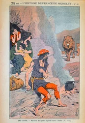 Spaanse Joden die hun toevlucht zoeken in het Atlasgebergte in de 15e eeuw, illustratie uit 
