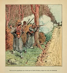 Oorlog van Orleans, de Pontificale Zouaven trokken zich terug door het bos van Orleans