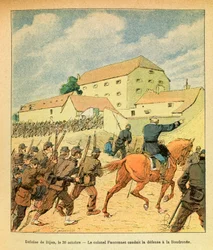 Het Oostelijke Leger van Eugene Sergeant, bekend als Grenest, geïllustreerd door Louis Bombled (1862-1927) (Frans-Duitse Oorlog; campagne van 1870-1871): Verdediging van de stad Dijon op 30 oktober