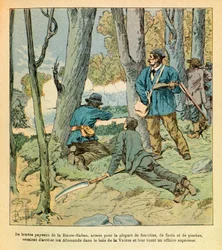 Het Oostelijke Leger van Eugene Sergeant, bekend als Grenest, geïllustreerd door Louis Bombled (1862-1927) (Frans-Duitse Oorlog; campagne van 1870-1871): Bij Seveuve op 25 oktober