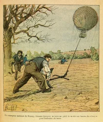Slag bij Nuits Saint Georges; boeren proberen een observatieballon vast te houden