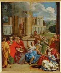 De profeet Agabus voorspelt Sint Paulus wat hij moet doorstaan in Jeruzalem (schilderij op doek)
