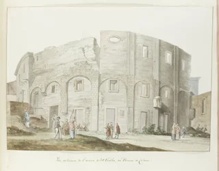 Buitenmuur van oude theater van Catanie (Voyage en Italie, en Sicile et à Malte - 1778)