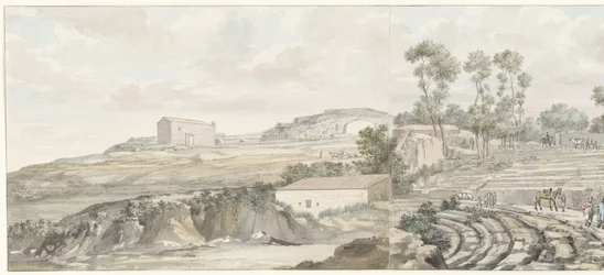 Interieur met trappen van theater in Syracuse (Voyage en Italie, en Sicile et à Malte - 1778)