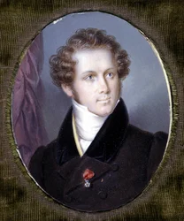 Portret van Vincenzo Bellini (1801 - 1835). Miniatuur van de Dupré. Museo della Scala. Milaan.