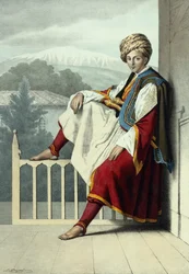 Een bediende van Veli Pasja van Thessalië, ca.1819 (litho)