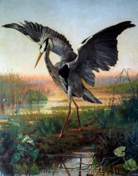 De reiger. Illustratie voor de fabel De reiger en de slak van Jean de La Fontaine