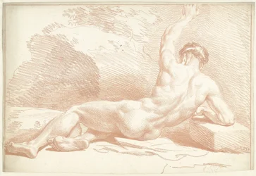 Mannelijk naakt, liggend, op de rug gezien