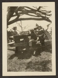 [Kinderen aan een picknicktafel].