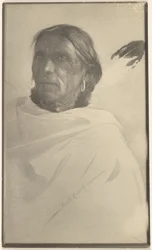 [Foto van een schilderij van een indiaan (gesigneerd Gerald Cassidy)].