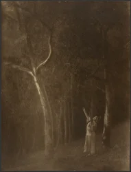 [Biddende vrouw tussen de bomen].