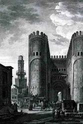 Bab El-Futuh (Poort van Overwinningen) gegraveerd door Pierre Nicolas Ransonette uit Deel III van 