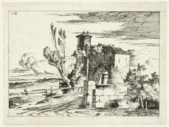 Landschap met oude poort