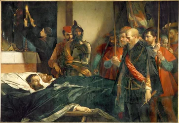 Laatste eerbetoon aan de graven van Egmont en Hoorn door de groothertog van Brussel (schilderij op doek)