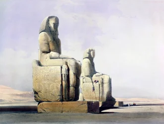 Detail van de Kolossen van Memnon, Thebe, Egypte, 4 december 1838, 1846