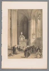 Gezicht op het reliekschrijn van de drie koningen in de Dom van Keulen
