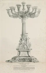 Ilam Hall - Kandelaar: lithografie, 1832