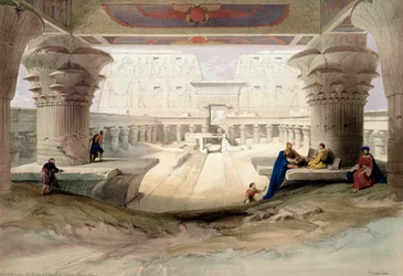 Uitzicht vanuit de Portiek van de Tempel van Edfou, Boven-Egypte