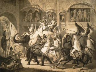 Een straat in Lahore (maart 1842)