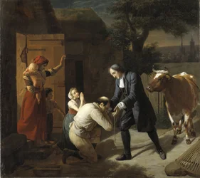 Francois Fenelon (1651-1715) brengt een gestolen koe terug naar een boer, door Hersent, Louis