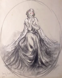Een Zittende Dame in Theatrale Pose