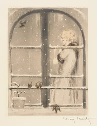 De Vier Seizoenen: Winter, ca. 1928 (handgekleurde droge naald & aquatint)