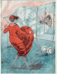 De gunstige wind: helix die gluurt. Illustratie door Louis Icart voor het tijdschrift 