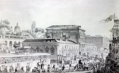 Antiquiteiten gevonden in Herculaneum worden naar het Museum van Napels vervoerd, c.1782