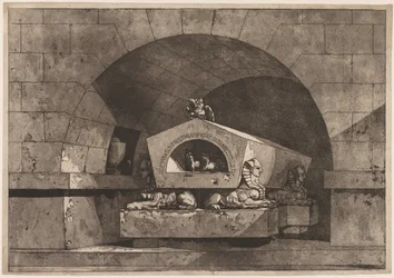 Graf met sfinx: Funerair monument met een uil op een sarcofaag ondersteund door sfinx, ca. 1779-84