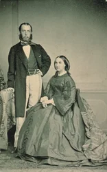 Maximiliaan van Habsburg-Lorraine (1832-67) en Charlotte Saxe-Coburg-Gotha (1840-1927), Keizer en Keizerin van Mexico, voor hun vertrek naar Mexico, 1864