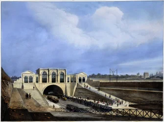 Spoorlijn van Parijs naar Saint Germain - in "Parijs in 1837" door Arnout