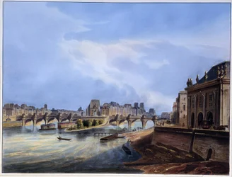 Zicht op de Pont Neuf - in Paris en 1837
