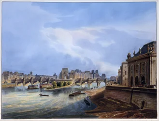 Uitzicht op de Pont Neuf - in "Parijs in 1837" door Arnout