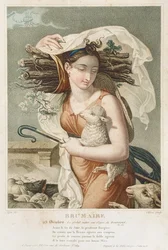 Brumaire (oktober-november), tweede maand van de Republikeinse kalender, gegraveerd door Tresca, Frans, ca. 1794