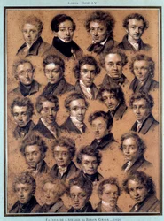 Portret van de studenten van het atelier van schilder Antoine Jean Gros