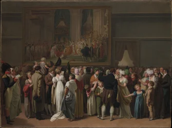 De openbare bezichtiging van Davids „Kroning” in het Louvre