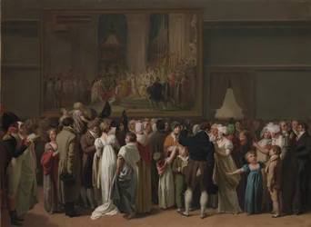 Het publiek bekijkt Davids „Kroning” in het Louvre