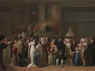 De openbare bezichtiging van Davids Kroning in het Louvre, 1810.
