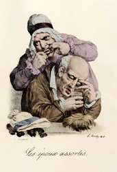 De gevarieerde spoelen Gravure door Louis-Leopold Boilly