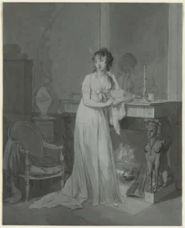 Vrouw voor een open haard, ca. 1803
