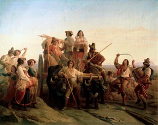 De aankomst van de oogsters in de Pontijnse moerassen, 1833