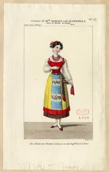Mademoiselle Noblet als Fenella. Kostuumontwerp voor de opera La muette de Portici, 1828